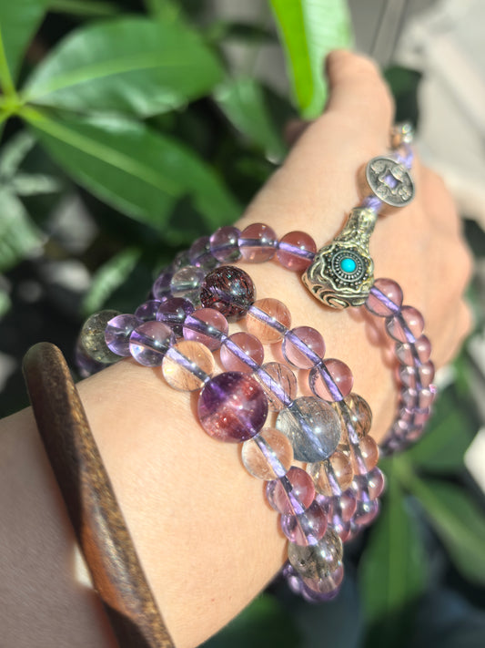 Donghai AAA Amethyst Bracelet – 100 % Natural Deep-Purple 8 mm Beads | Stress-Relief &amp; Intuition Crystal | Waterproof Stretch