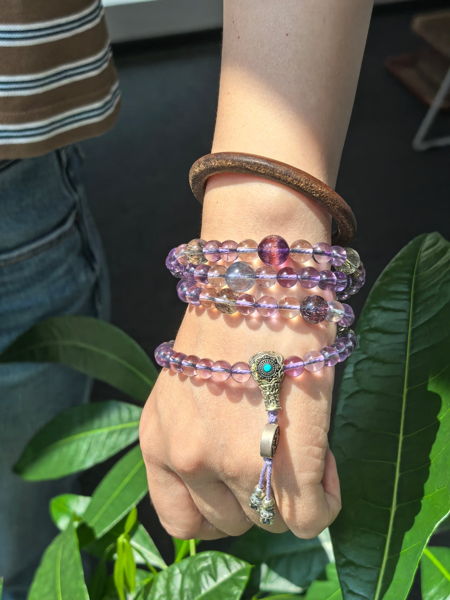 Donghai AAA Amethyst Bracelet – 100 % Natural Deep-Purple 8 mm Beads | Stress-Relief &amp; Intuition Crystal | Waterproof Stretch