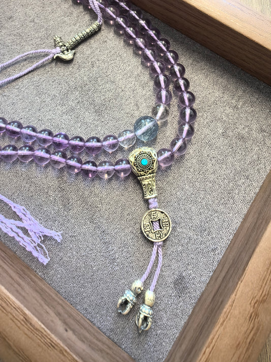 Donghai AAA Amethyst Bracelet – 100 % Natural Deep-Purple 8 mm Beads | Stress-Relief &amp; Intuition Crystal | Waterproof Stretch
